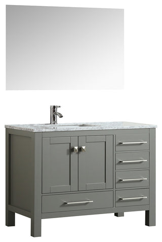 Eviva London 38 in. Transitional Gray  vanity  White Carrara Marble Countertop