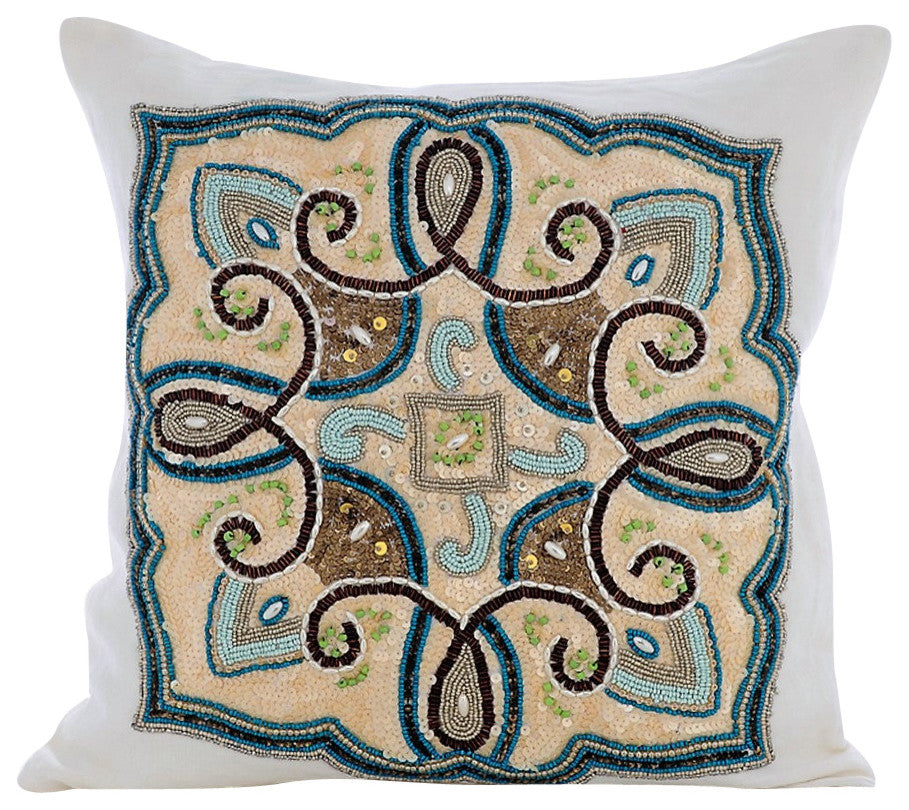 Blue Decorative Pillow Covers 22"x22" Cotton, French Fiesta