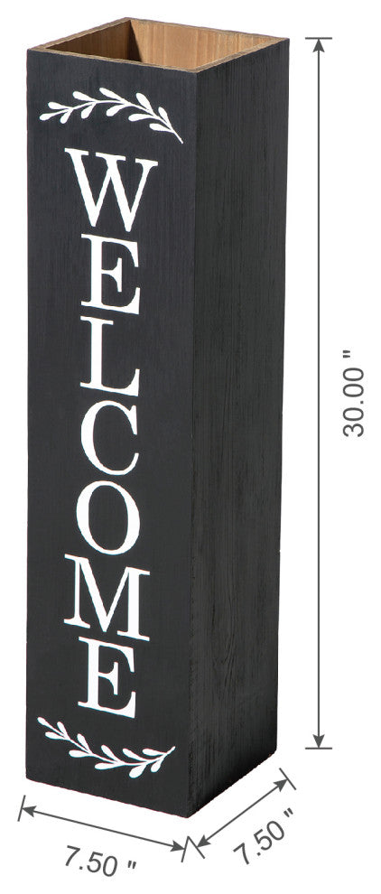 30"H Double Sided Solid Wood Black Boxed "Welcome Porch" Porch Sign