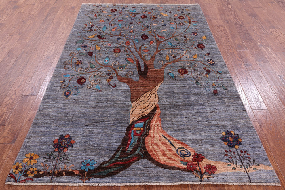 Persian Gabbeh Tribal Hand Knotted Wool Rug 5' 6" X 8' 4" Q10592