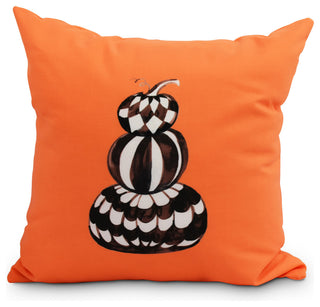 Pumpkin Stack Halloween Print Decorative Throw Pillow, Orange, 16"