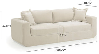 Miri Cream Upcycled Washed Velvet Sofa, Cream