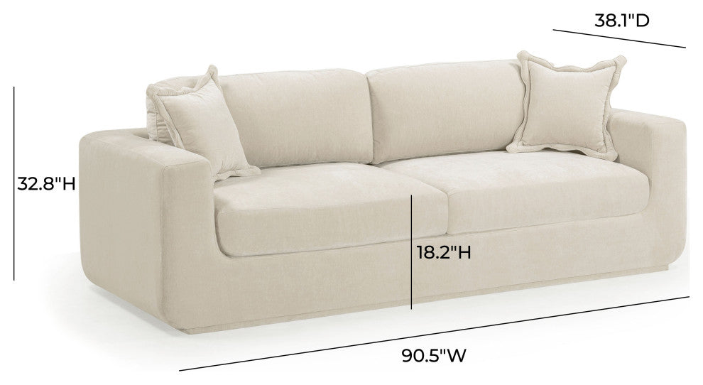 Miri Cream Upcycled Washed Velvet Sofa, Cream
