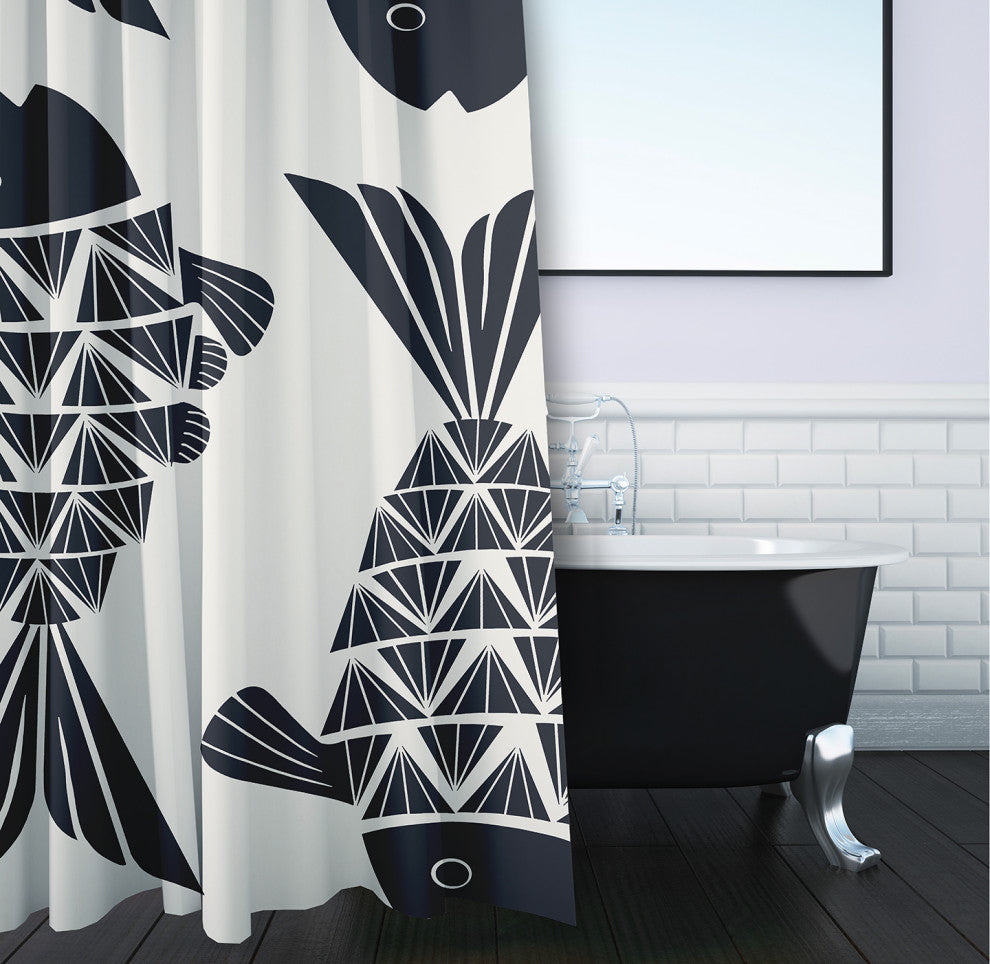 Big Fish Shark Blue 70" w x 73" h Shower Curtain