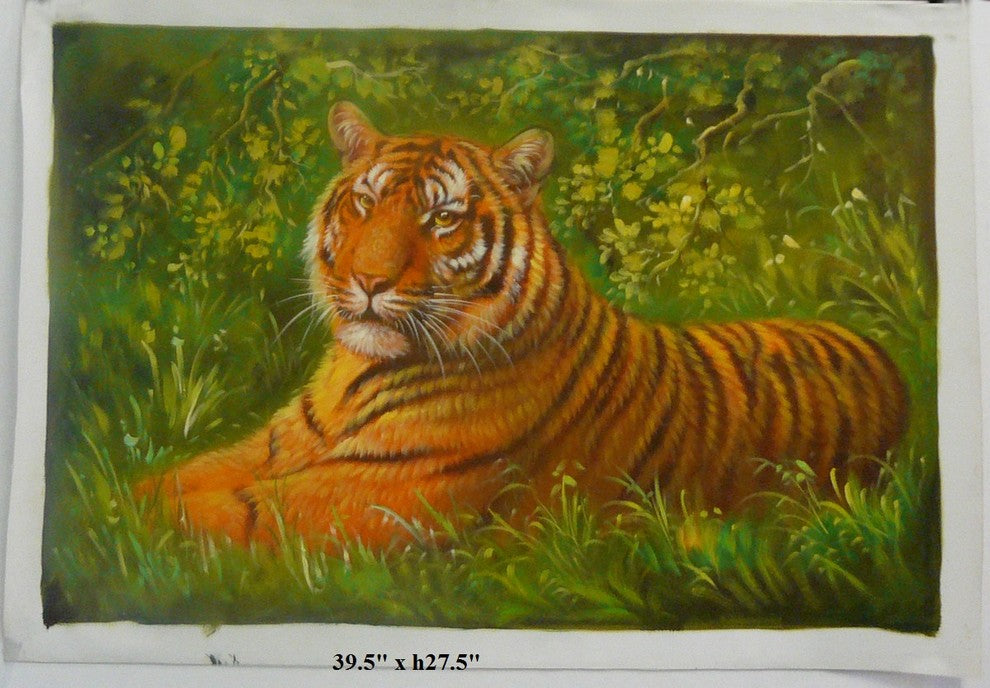 Oil Paint Canvas Art Portrait Tiger Wall Decor