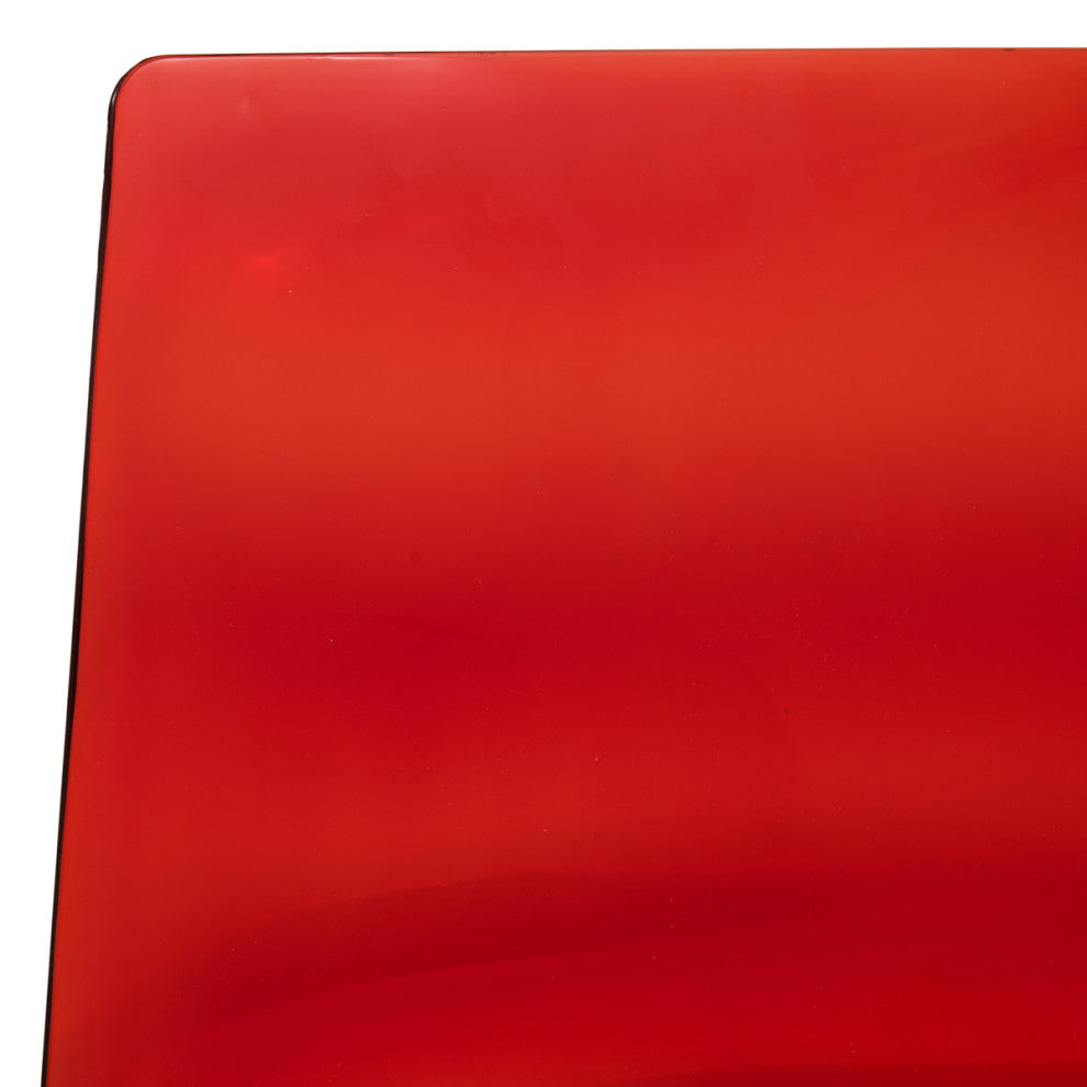 LeisureMod Modern Astor Plastic Dining Chair, Set of 4 Transparent Red