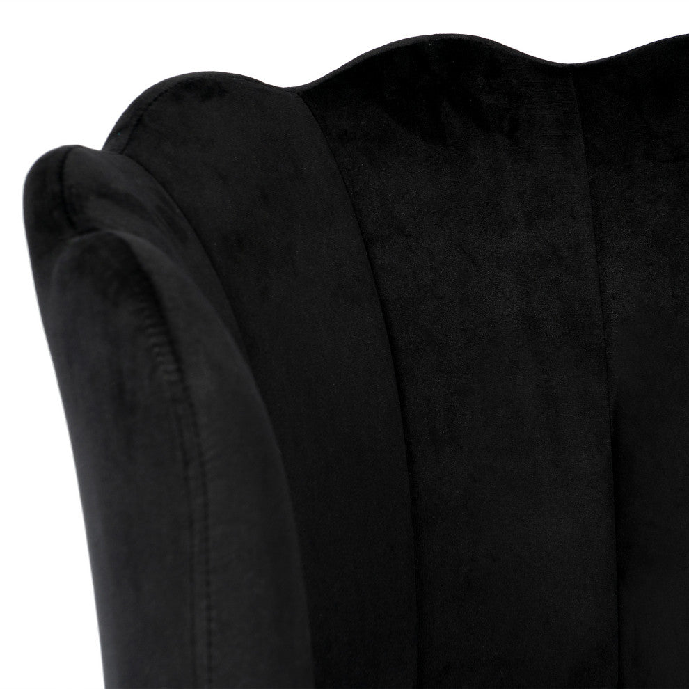 Alana Vanity Chair With 360 Degrees Swivel, Black