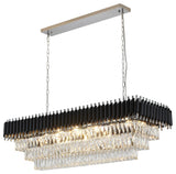 14-Light Black And Chrome Chandelier With Clear Hanging Crystal