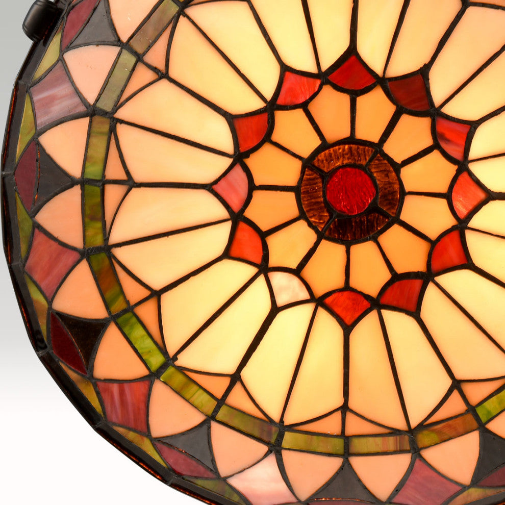 3-Light Tiffany Style Flush Mount Ceiling Light Stained Glass