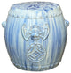 White Blue Glaze Bat Fortune Coin Pattern Round Ceramic Garden Stool Hcs7809