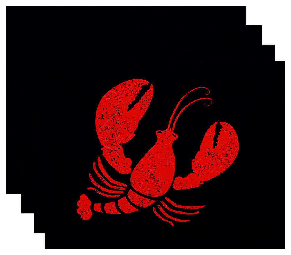 18"x14" Lobster, Animal Print Placemat, Navy Blue, Set of 4