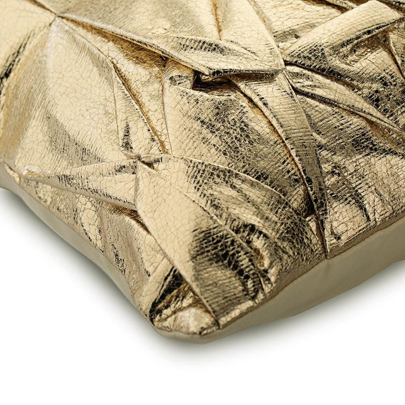 Gold 26"x26" Pillow Cover, Leather & Suede, Solid Color, Stunning Gold