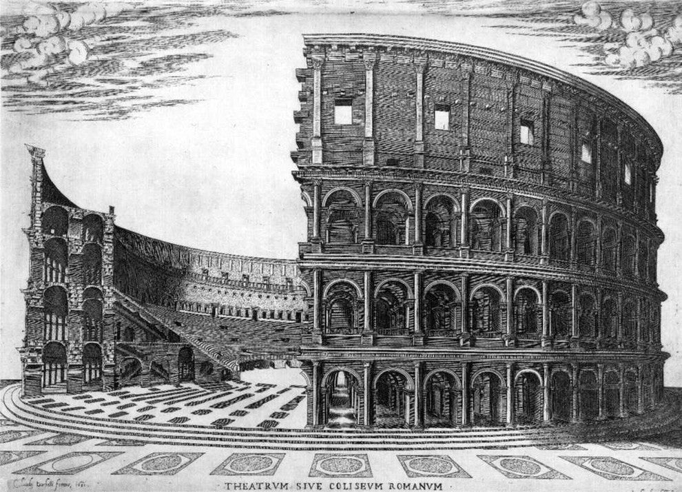 Antonio Lafreri The Colosseum in Rome, 18"x27" Gallery Wrapped Canvas Print