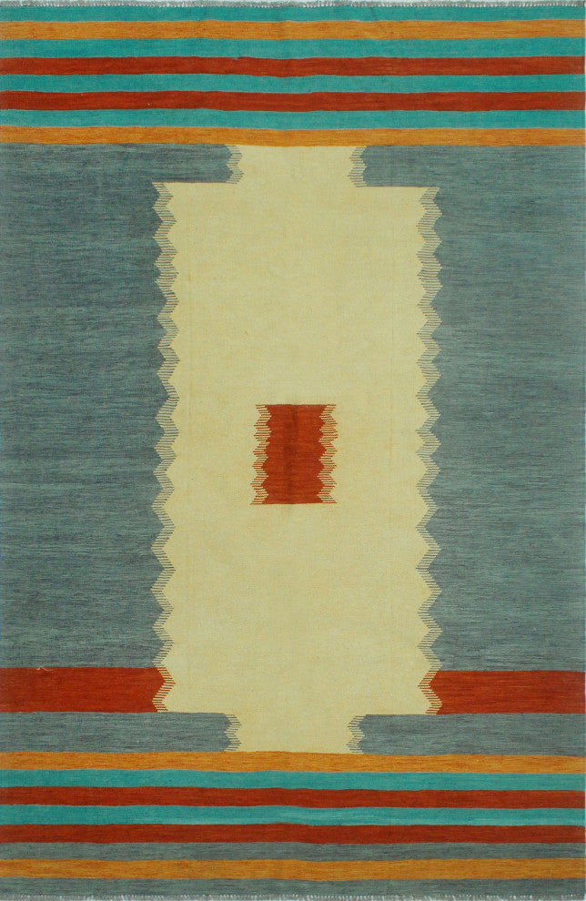 Winchester Kilim Kitwana Beige/Gray Rug, 6'8x9'9