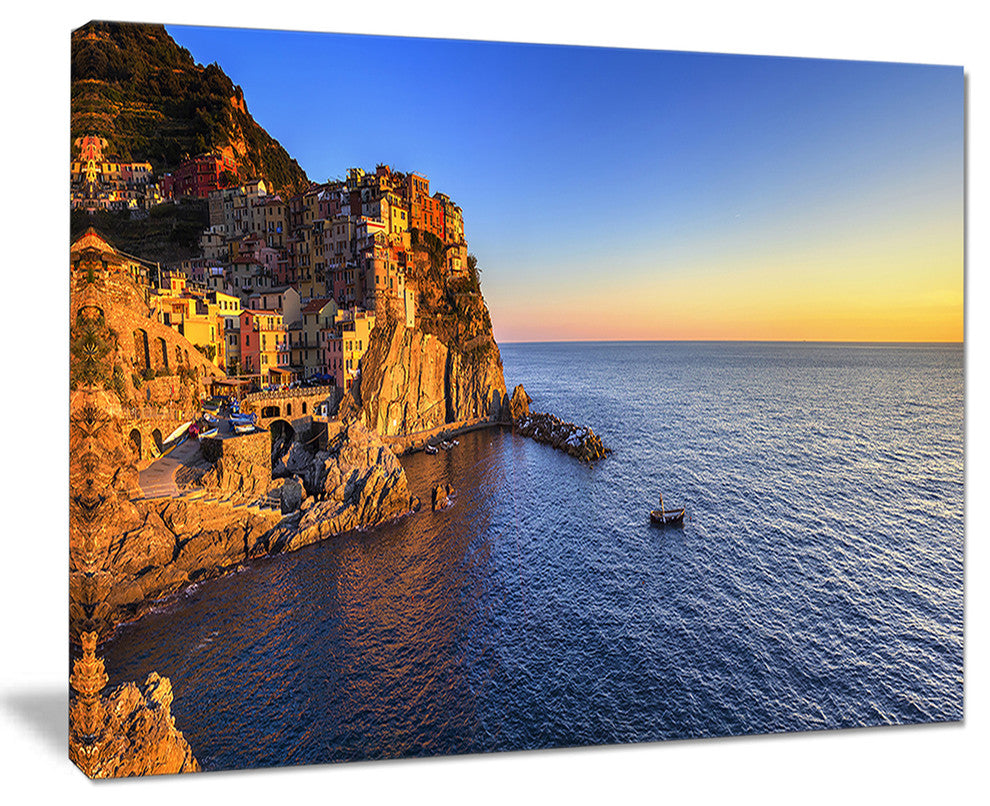 "Manarola Village Beach Panorama" Landscape Wall Art Print, 40"x30"