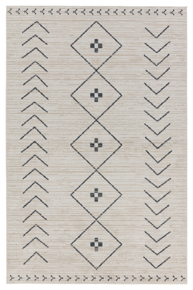 Machine Washable Vibe by Jaipur Living Taos Tribal Cream/ Dark Slate Area Rug, 9