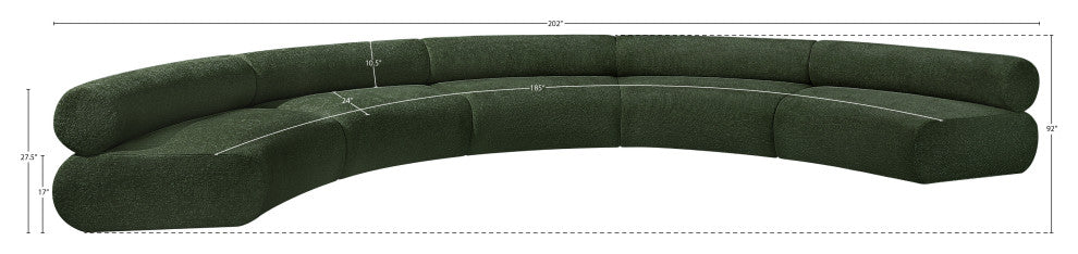Bale Cream Chenille Fabric Modular Sofa, Green, 5-Piece, Arc Shaped