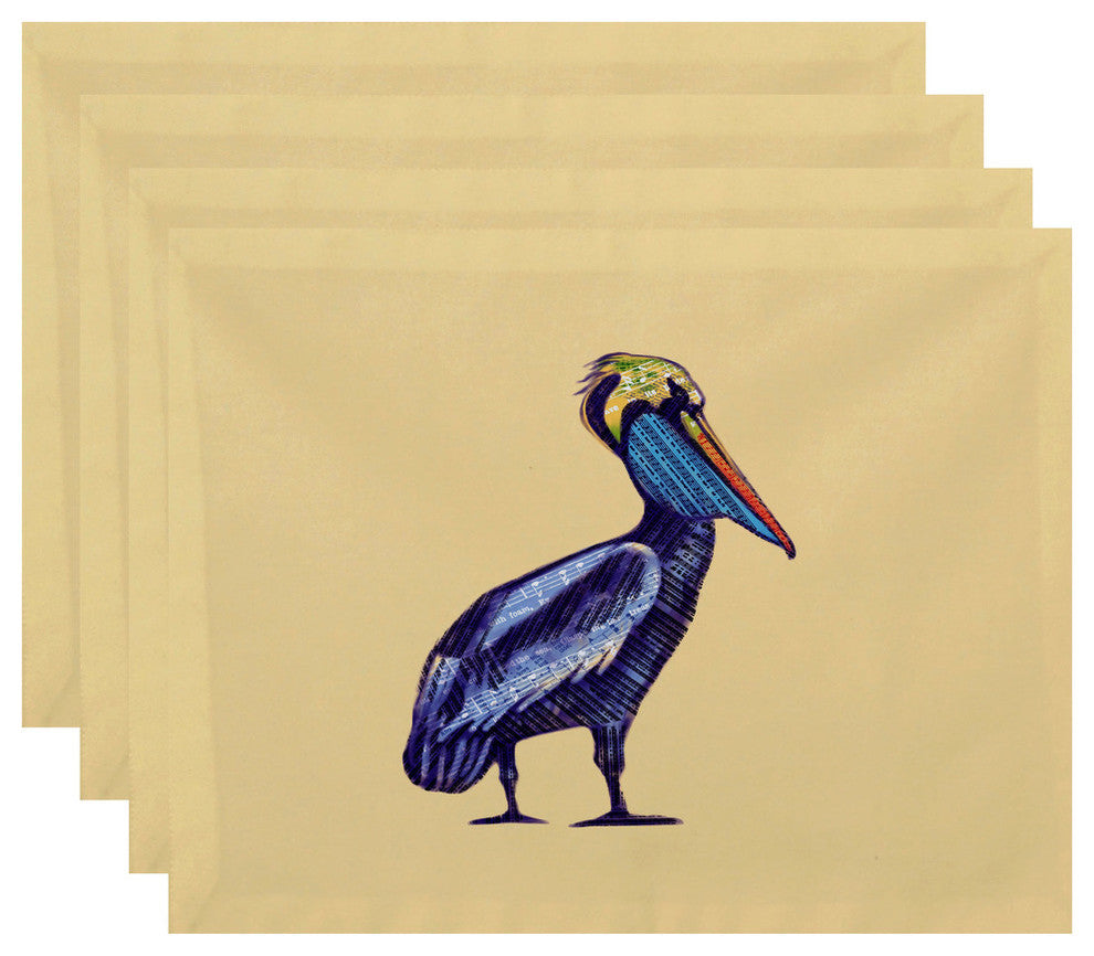 18"x14" Sea Music, Animal Print Placemat, Set of 4, Yellow