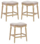 Home Square 27" Big and Tall Wood Counter Stool in Off White Cream - Set of 3