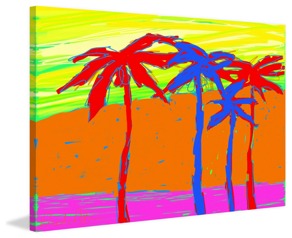 Marmont Hill, "California Palms 3" by Arthur Pina Print on Wrapped Canvas, 18x12