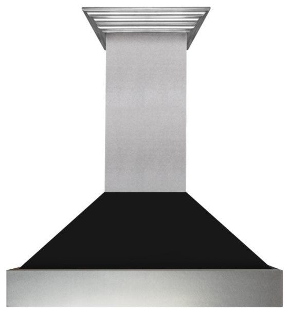 Ducted DuraSnow Stainless Steel Range Hood with Black Matte Shell
