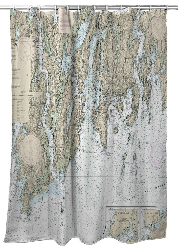 Betsy Drake BoothBay, ME Nautical Map Shower Curtain