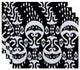 18"x14" Ikat, Geometric Print Placemat, Navy Blue, Set of 4
