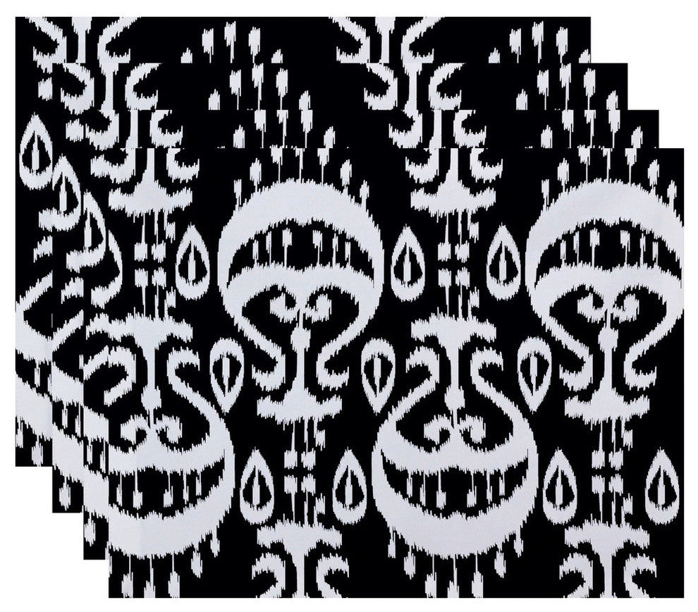 18"x14" Ikat, Geometric Print Placemat, Navy Blue, Set of 4