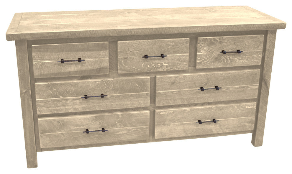 Rustic Barn Wood Style Timber Peg 7-Drawer Dresser, Frost