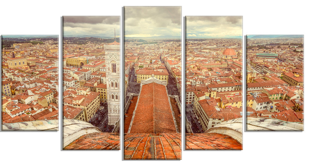 "Florence View From Duomo Cathedral" Canvas Print60"x32", 5-Panels