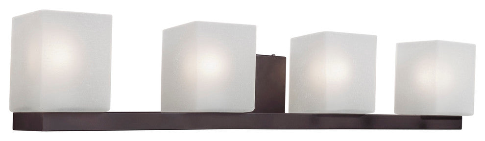 4 Light Bath Bracket, Antique Bronze, White Linen Glass