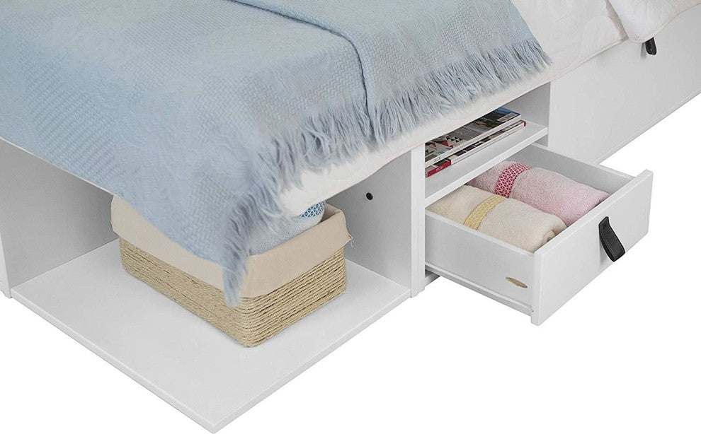 Memomad Bali Storage Platform Bed with Drawers (Queen Size, Off White)