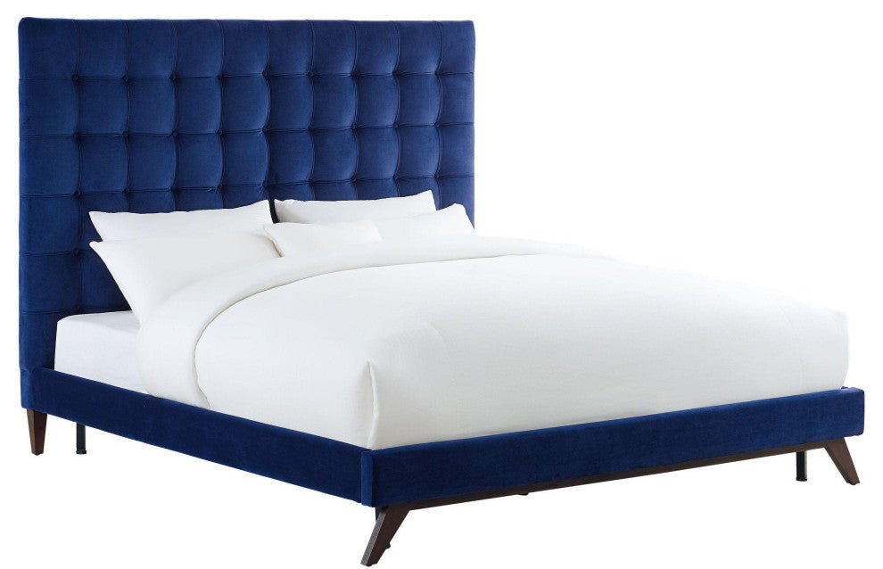 Eden Navy Velvet Bed, King