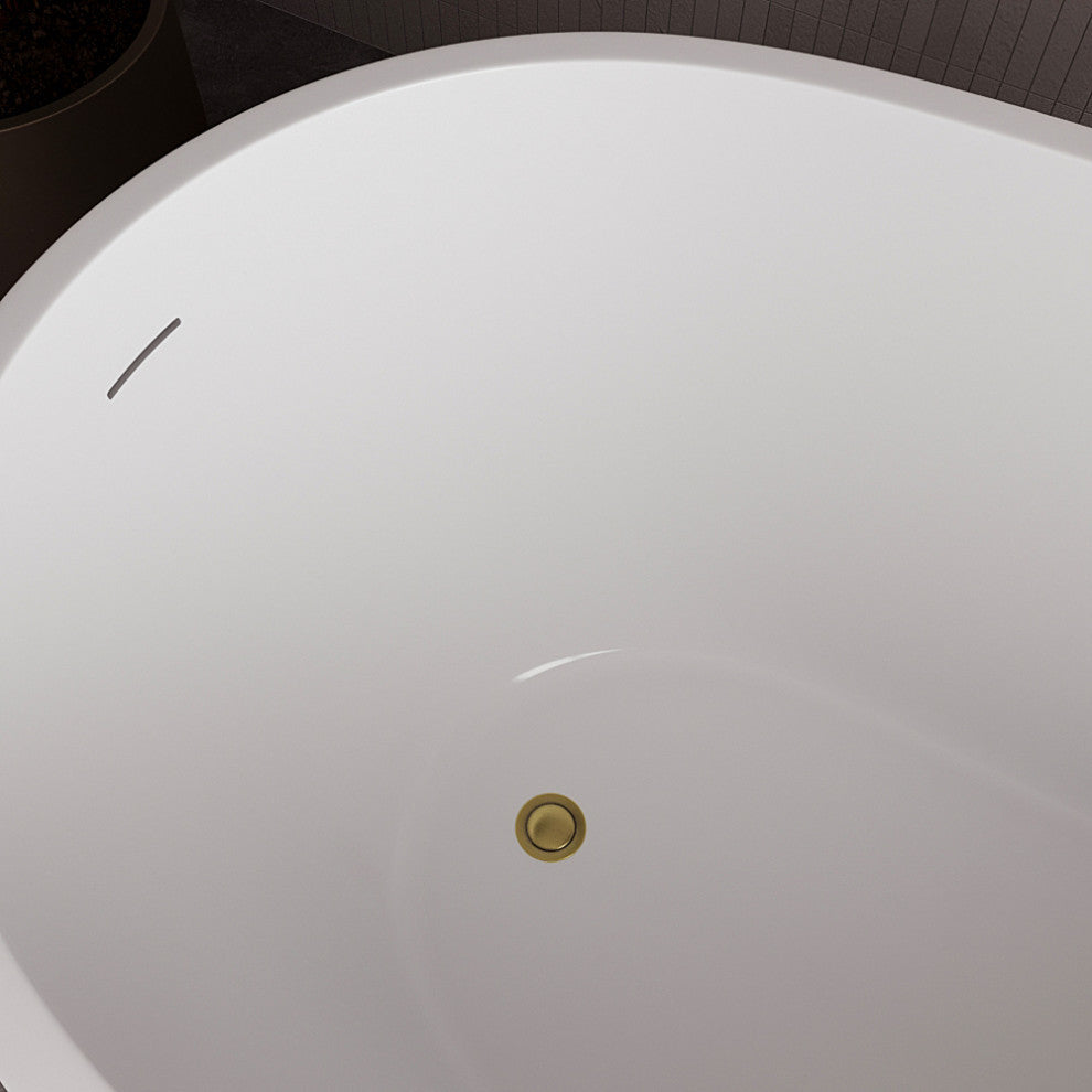 55" Streamline NDR-342-12-BBR Freestanding Tub, Tray, Drain in Brushed Brass