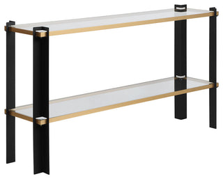 Uttermost 50073 Cunene 60"W Glass and Metal Table - Matte Black / Gold