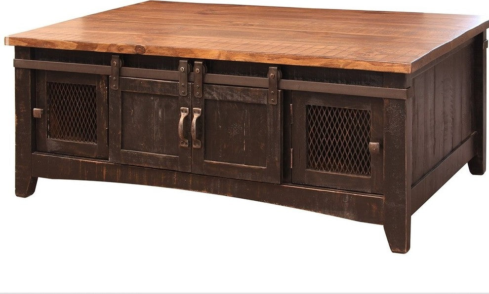 Greenview Black Solid Pine Coffee Table, Mash Doors