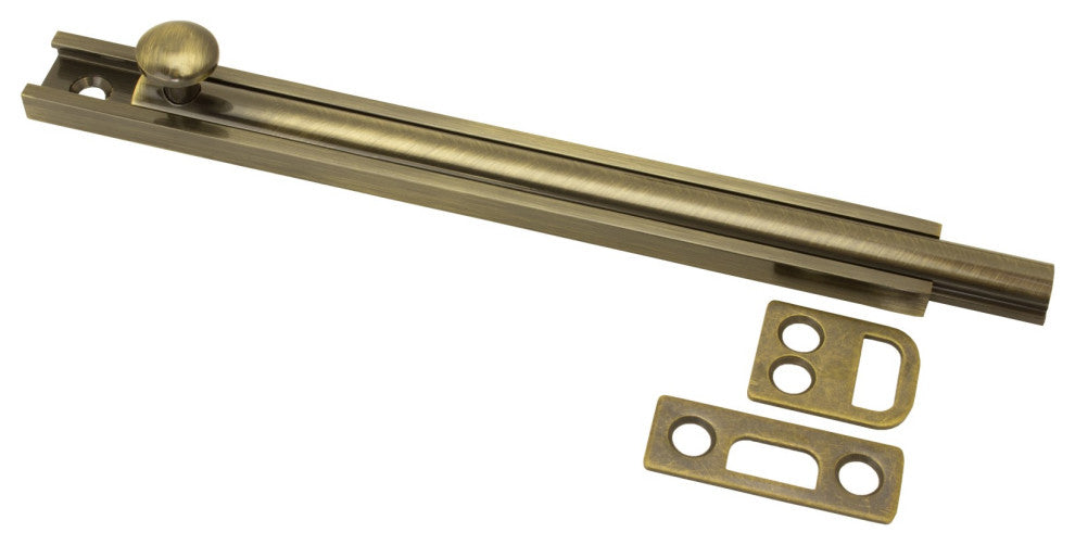 6" Surface Bolt, Antique Brass