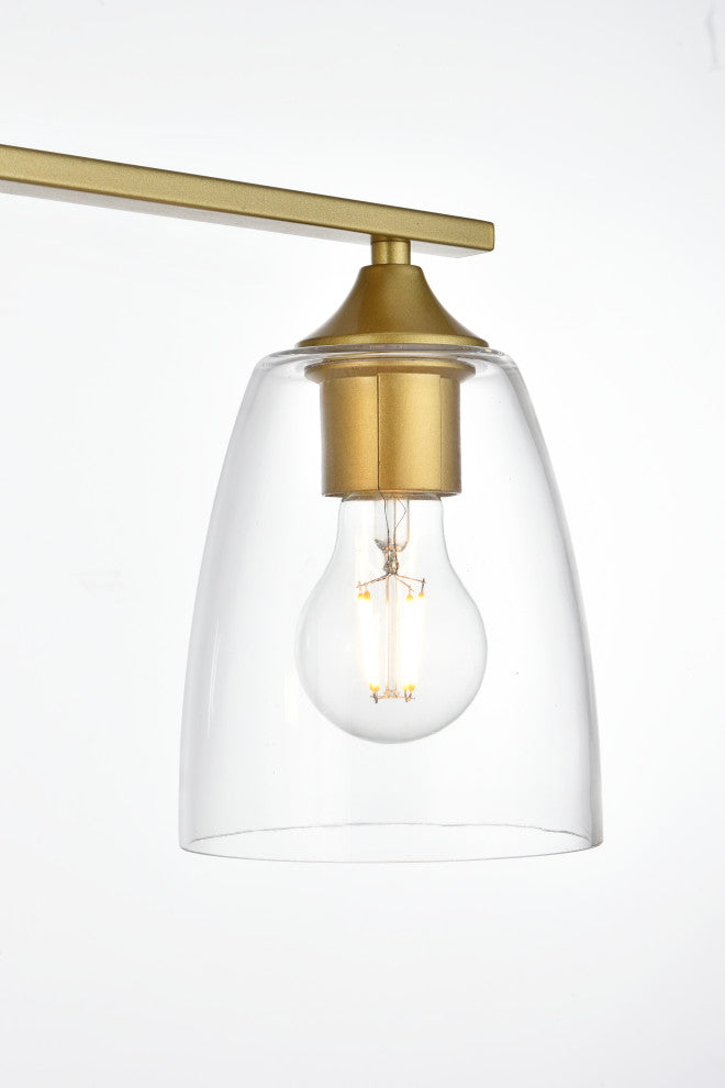 4 Light Brass And Clear Bath Sconce