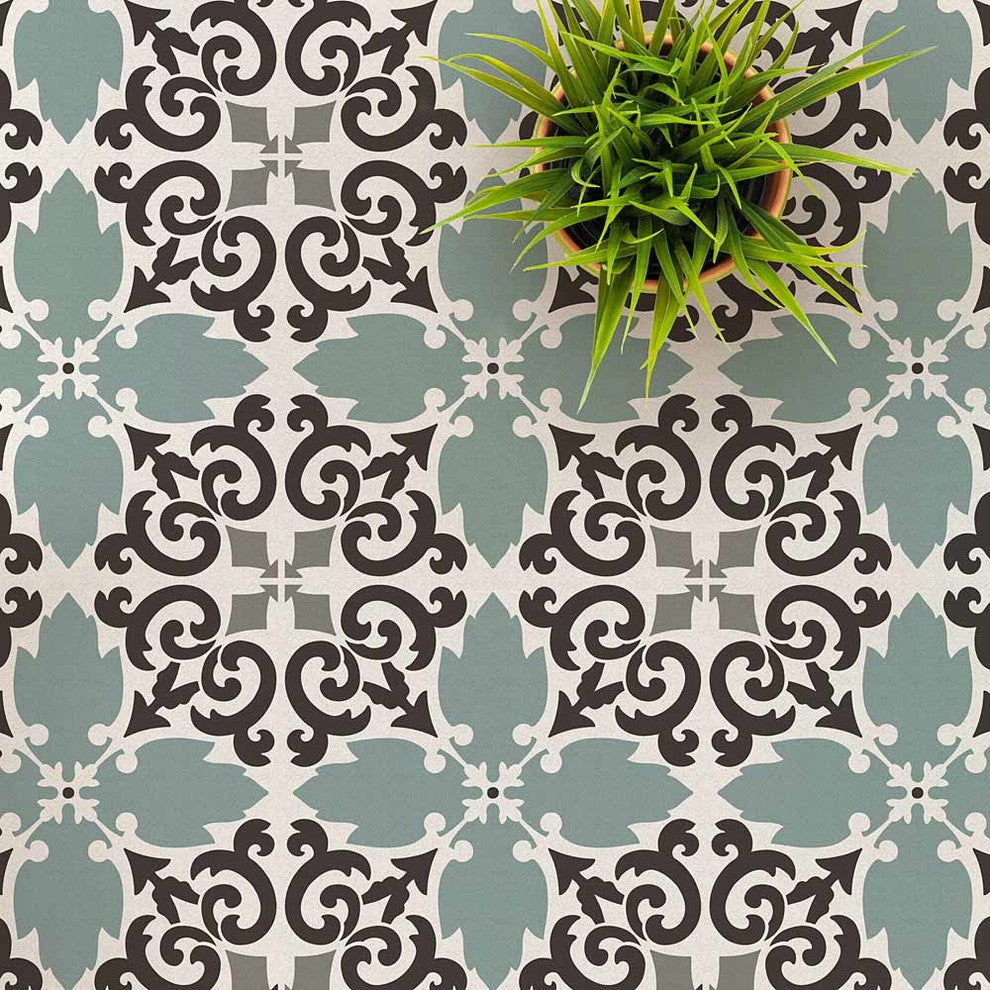 Casa Verde Tile Stencil, DIY Faux Tiles, Cement Tile Stencils, Small