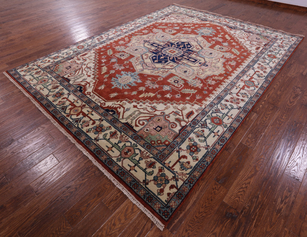 9' 0" X 12' 0" Heriz Serapi Hand-Knotted Wool Rug - Q16005