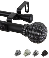 Velia 1" Double Curtain Rod, Black, 28-48"