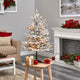 3' Flocked Fraser Fir Faux Xmas Tree W/200 White Lights & 481 Bendable Branches