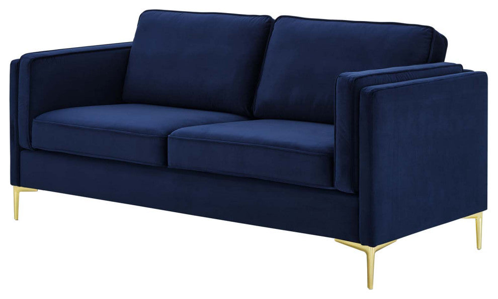 Sofa, Velvet, Dark Blue, Modern, Living Lounge Room Hotel Lobby Hospitality