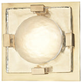 Bourne 11" LED Wall/Flush Mount, Aged Brass Finish, Etched Glass