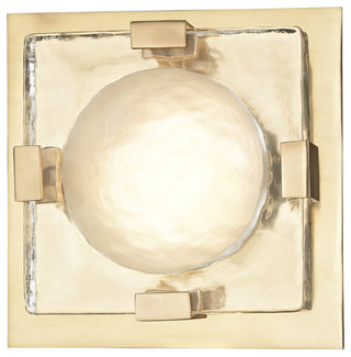 Bourne 11" LED Wall/Flush Mount, Aged Brass Finish, Etched Glass