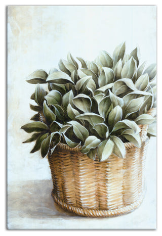 Greenery, Basket Painting 20x30 Canvas Wall Art