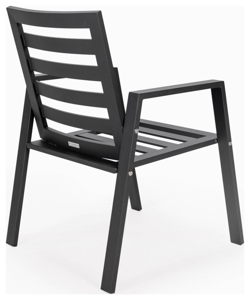 LeisureMod Chelsea Patio Dining Armchair in Aluminum with Cushions, Beige
