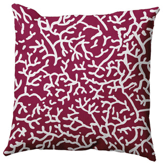 Seaweed Polyester Indoor/Outdoor Pillow, Maroon Red, 18"x18"