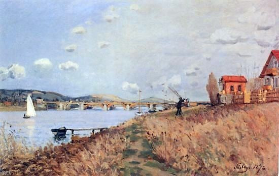 Alfred Sisley The Bridge at Argenteuil, 18"x27" Gallery Wrapped Canvas Print