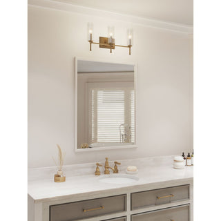 3-Light Clear Glass New Traditional Bath Vanity Light, Vintage Brass